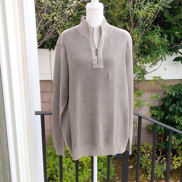 Tommy Bahama Men's Sweater Size L Cotton Gray Long Sleeve Pullover Short Zipper - Picture 8 of 8